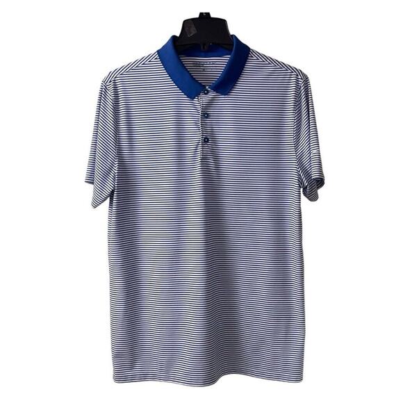 Nike Golf Performance Dri Fit Polo Shirt Mens Medium Striped Short Sleeve Logo - Picture 1 of 11